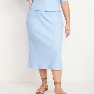 Old Navy Women’s High-Waisted Ribbed Midi Skirt In Cashmere Blue Size XXL NEW